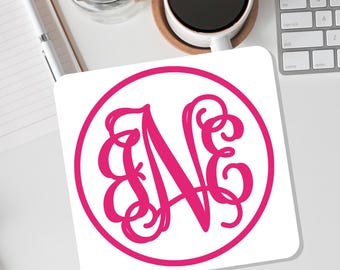 Custom Vine Monogram with Circle, Car Rear Window Sticker, Personalized Initial Decal for Tumbler, Monogram Car Decal, Monogram Decal