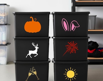 Custom Garage Storage Tote Labels, Organization Decals for Bins & Seasonal Containers, Holiday Storage Stickers, Home Organizing Label
