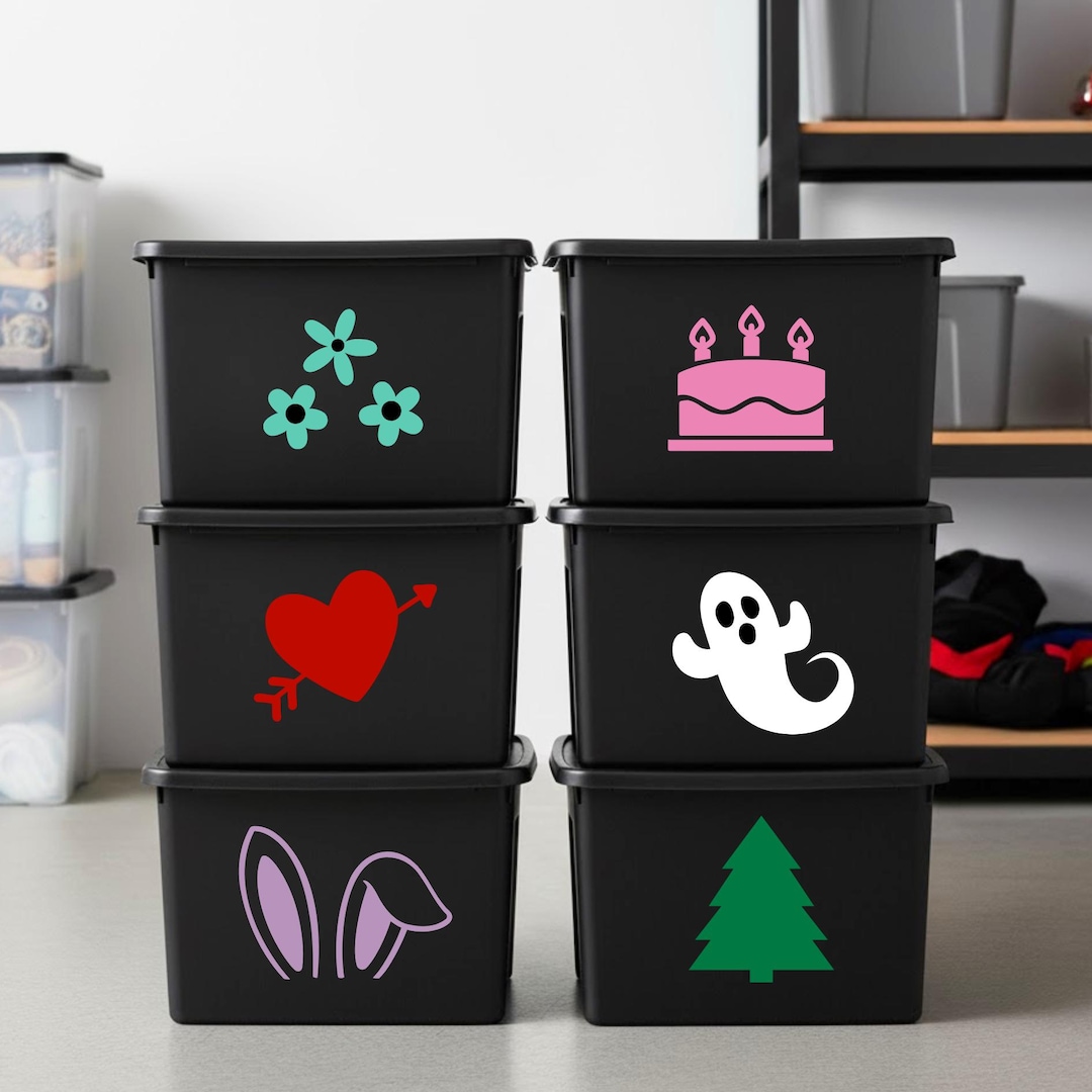Storage Unit Sticker Storage Bin Decals, Holiday Storage Bin Stickers, Home Organization ...