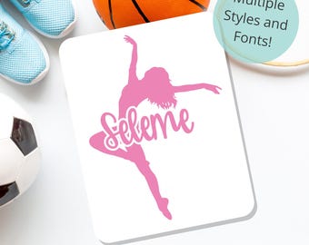 Personalized Dance Decal with Name – Custom Dancer Silhouette Vinyl Sticker for Water Bottles, Laptops, Cars & Cheer Team Gifts