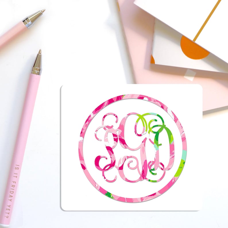 Vine Monogram w Circle - Pattern 1