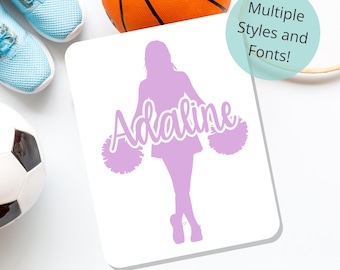 Personalized Cheerleader Name Decal, Cheer Decals, Custom Pom Pom Vinyl Sticker, Car Window & Water Bottle Labels, Cheer Team Coach Gift