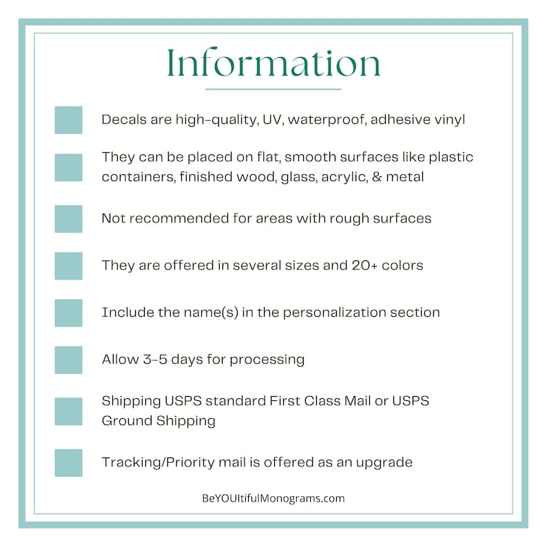 Information Chart - in description