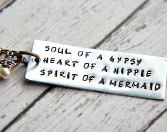 Soul of a Gypsy Necklace - Mermaid Necklace - Hippie Necklace - Gift for Best Friend - Soul Sister Gift