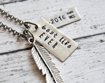 Custom Baptism Necklace - Best Life Ever Necklace - Personalized Gift - Feather Necklace - Best Friend Gift - JW Gifts