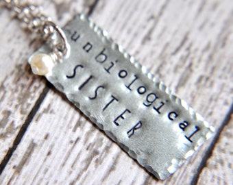 Custom Necklace, Unbiological Sister, Best Friend Necklace, Personalized Necklace, Best Friend Gift