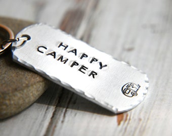 Happy Camper, Camper Keychain, Camping, Glamping, Camper Gift, Best Friend Gift