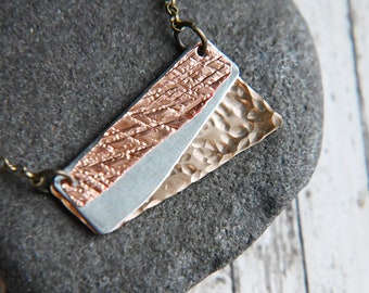 Mixed Metal Necklace, Statement Necklace, Gift for Mom, Best Friend Gift