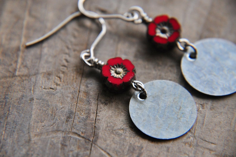 Lightweight Earrings Red Flower Earrings Red Earrings Earrings for Women Gift for Her Spring Jewelry Petite Earrings