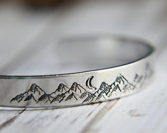 Cuff Bracelet, Mountain Jewelry, Boho, Gift for Best Friend, Gift for Sister