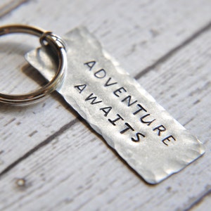 Adventure Awaits Keychain Travel Gift Travel Accessories Graduation Gift Grad Gift Traveller Gift image 1