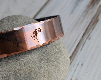 Copper Bracelet, Flower Bracelet, Babys Breath, Cuff Bracelet, Copper Jewelry, Anniversary Gift