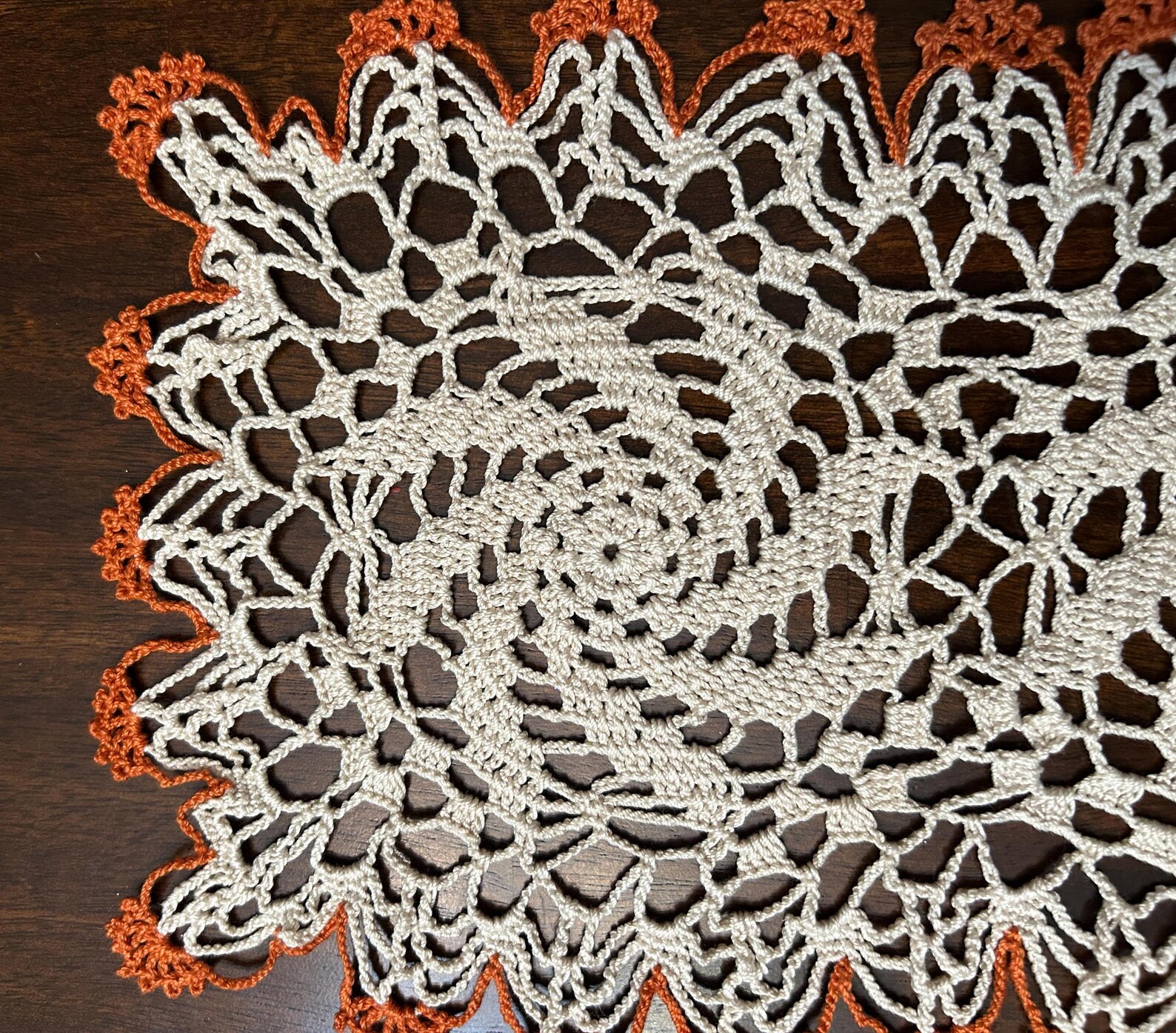 Rectangular Doily Patterns Handmade Crochet Ecru Rectangular Doily With Papaya Border - Pinwheel ...