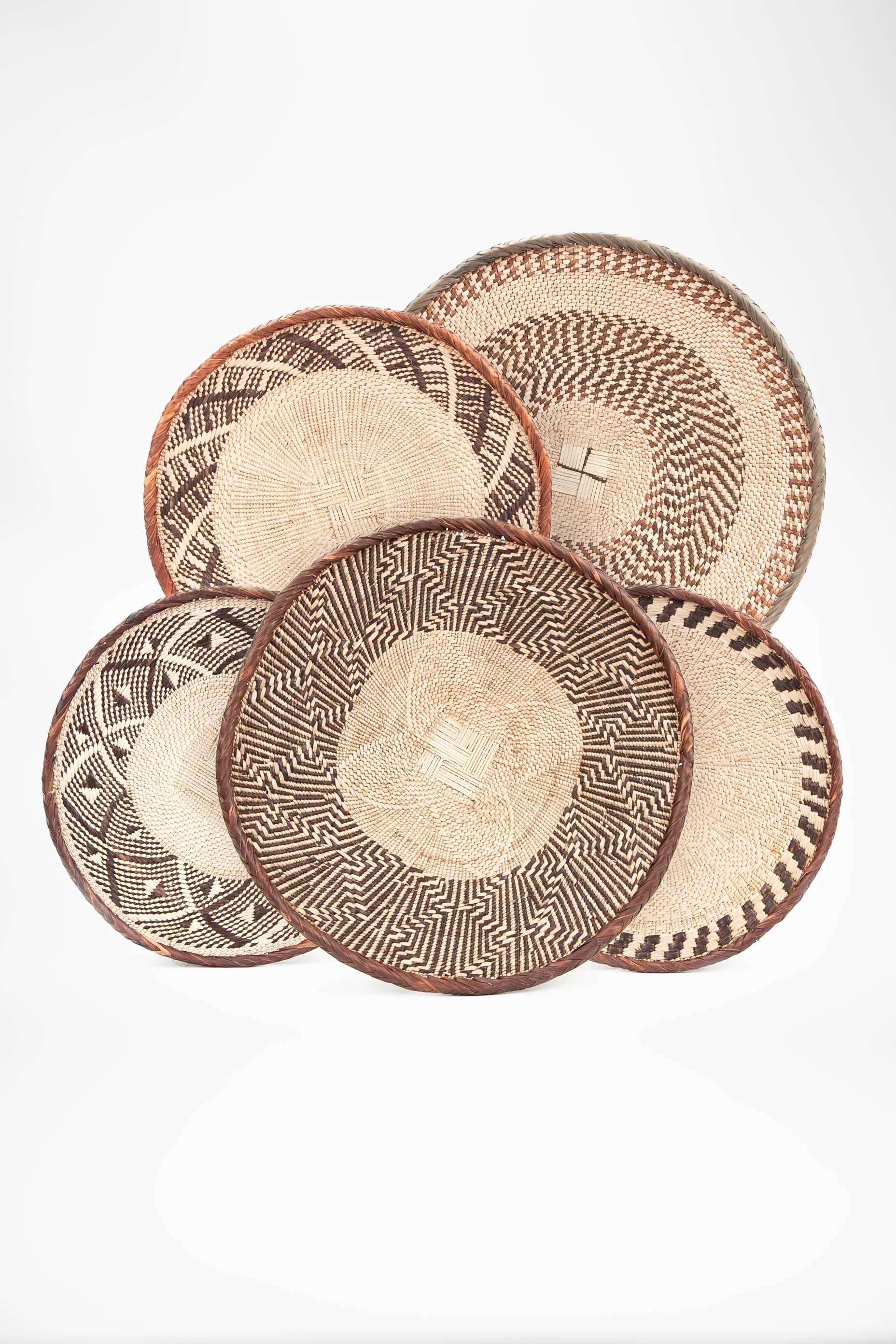 Lot de 5 Paniers Binga/Tonga Déco Boho Panier Africain Mural Batonga Décoration d'intérieur