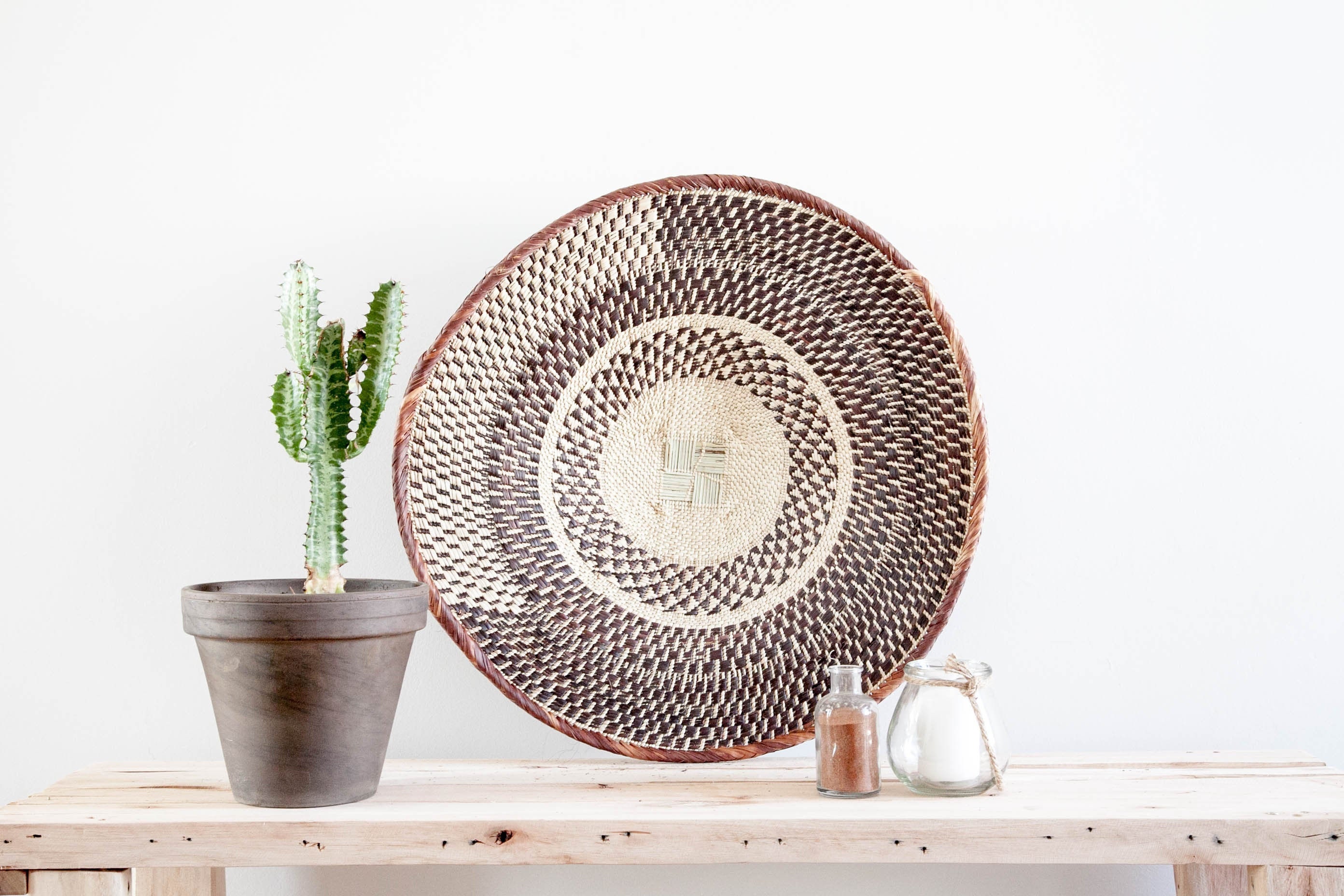 Panier Binga Xl/Panier Batonga Africain Déco Murale Plateau Mural | 54 cm