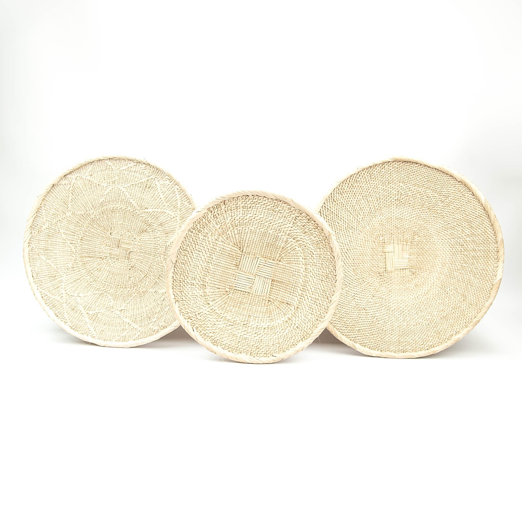 Lot de 3 Paniers Binga/Batonga Déco Murale Déco Boho Wabi Sabi/ Panier Mural Lot Paniers Naturels