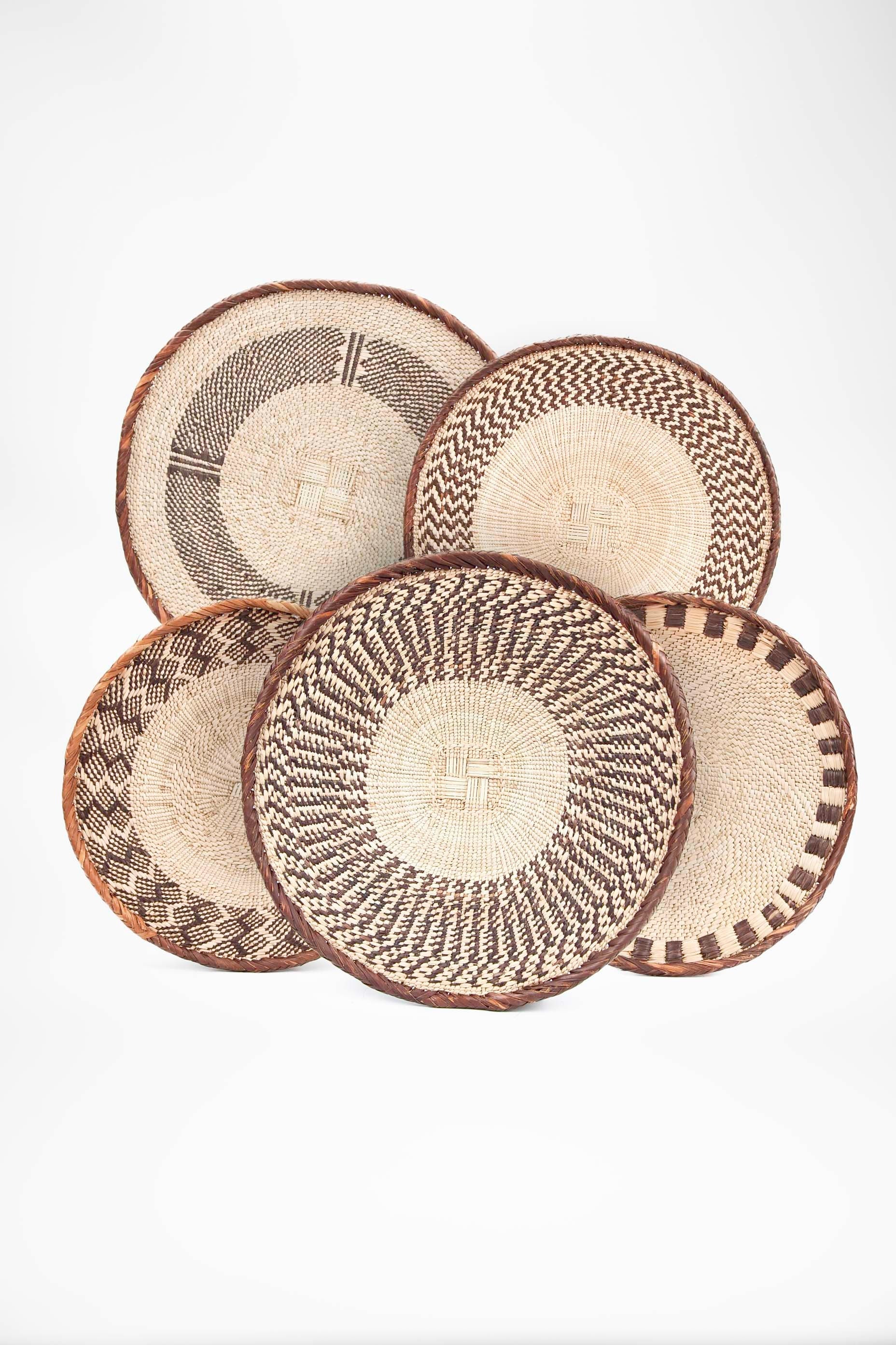 Lot de 5 Paniers Binga/Tonga Déco Boho Panier Africain Mural Batonga Wabi Sabi