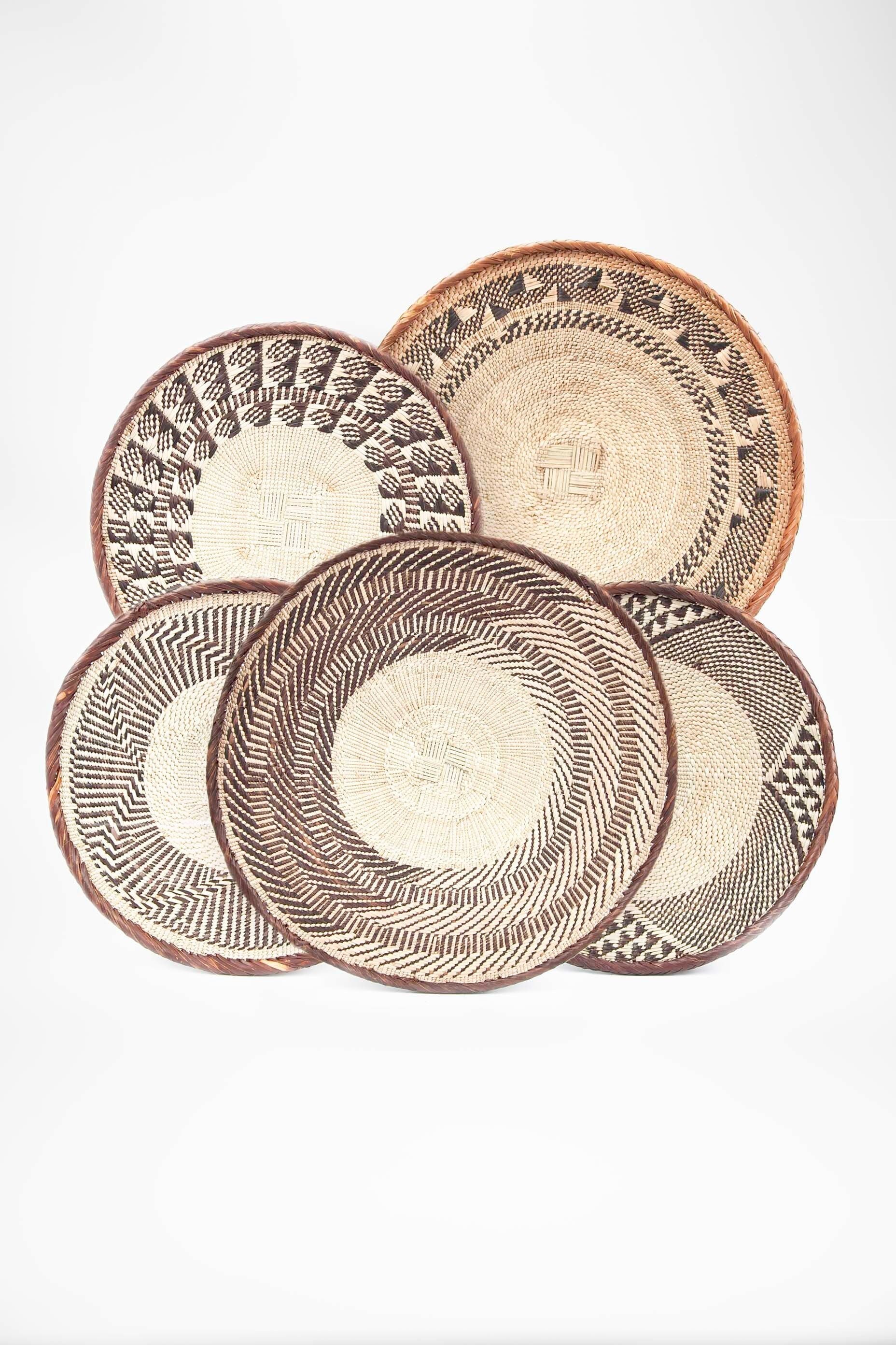 Lot de 5 Paniers Binga/Tonga Déco Boho Panier Africain Mural Batonga Wabi Sabi