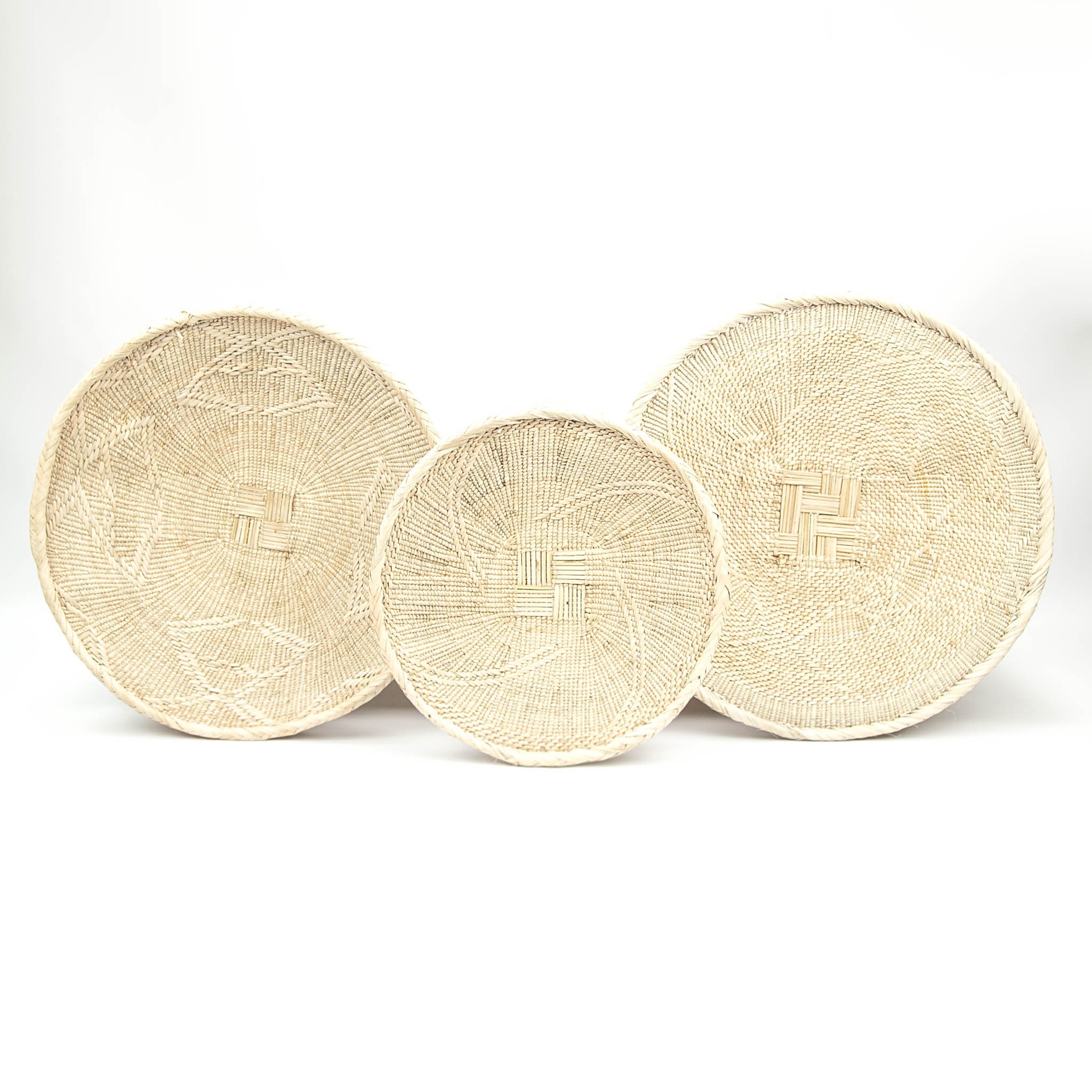 3 Paniers Binga/3 Tonga Déco Murale Boho Decoration Panier Africain Lot de Paniers Naturels