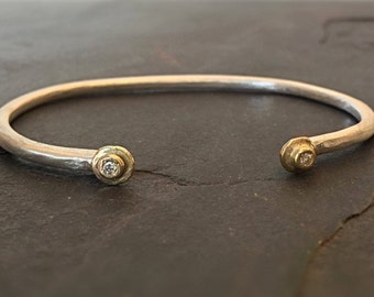 Diamond Cuff Bracelet, Gold Silver Cuff Bracelet, Open Cuff Bracelet, Stackable Bangle Cuff, Adjustable Cuff Bracelet