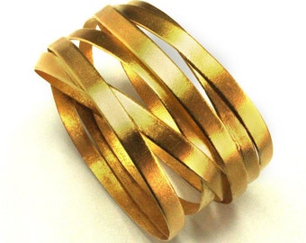 Wrap Gold Bracelet, Big Gold Bracelet, Gold Statement Bracelet, Wire Wrapped Bracelet, Chunky Gold Bracelet