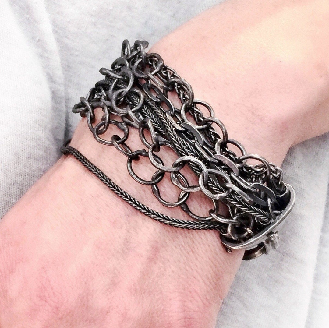 Chunky Chain Bracelet Multi Strand Chain Bracelet Etsy