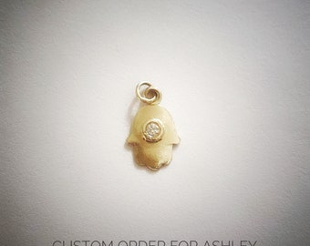 14k gold Hamsa pendant ,14k gold diamond pendant, Solid gold Hamsa charm, Gold evil eye charm, Artisan gold pendant, Handmade Hamsa pendant