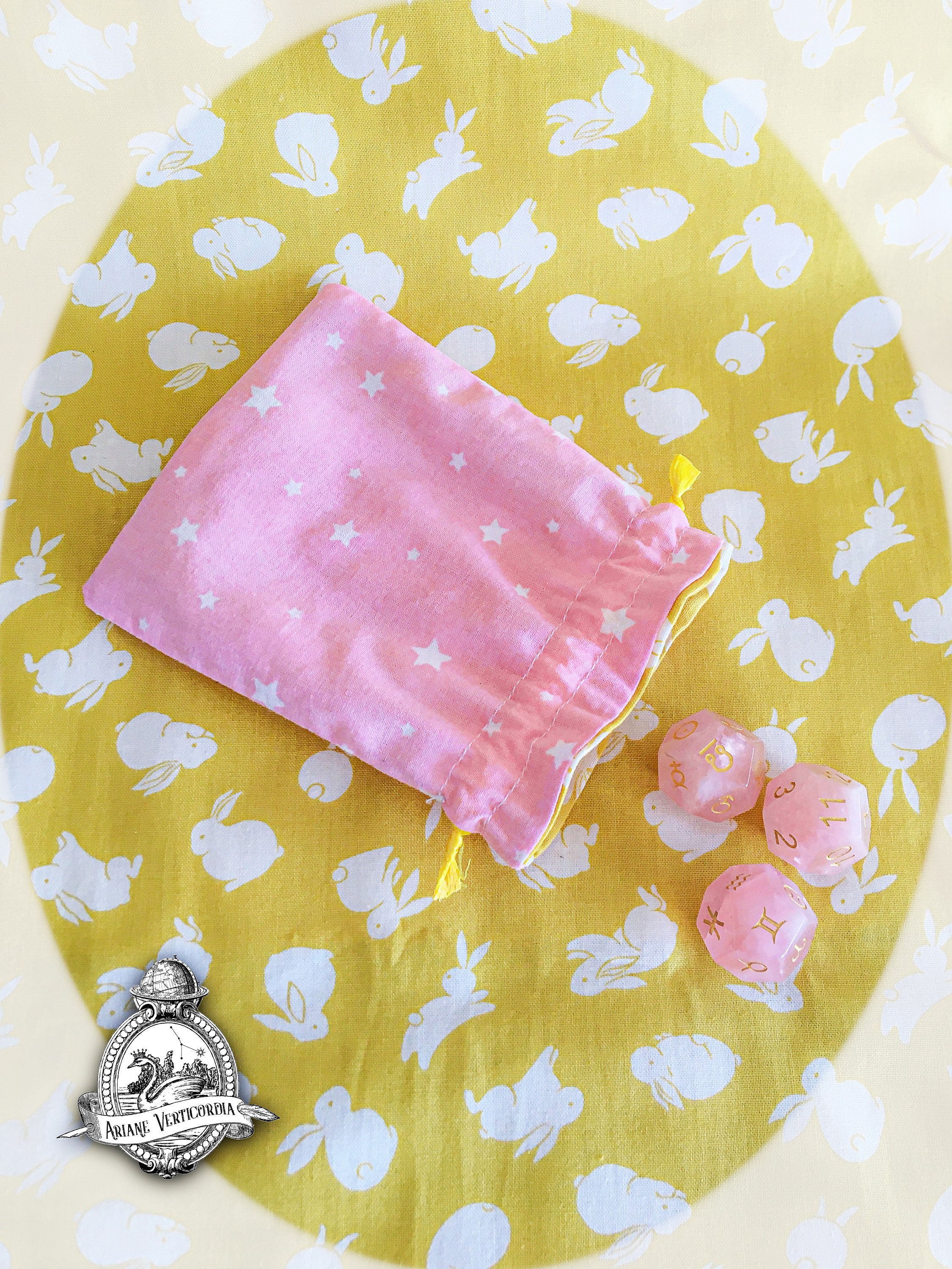 The Astrologer Set | Astro Dice, Astrology Symbols To Learn, Rose Quartz Dice, Handmade Draw-string 