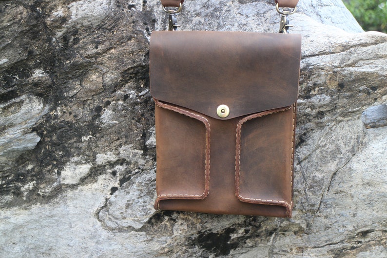 Tool bag,Waxed thread handmade,Gift. Laptop bag,Shoulder bag leather messenger bag