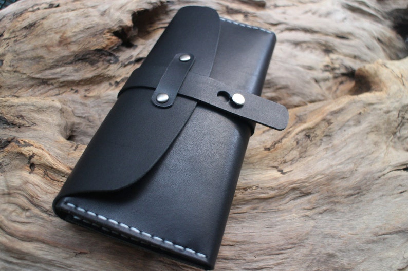 Cartera - Cartera de cuero para teléfono, funda protectora para teléfono móvil, tarjetero de cuero, juegos de postales, hecho a mano. imagen 1