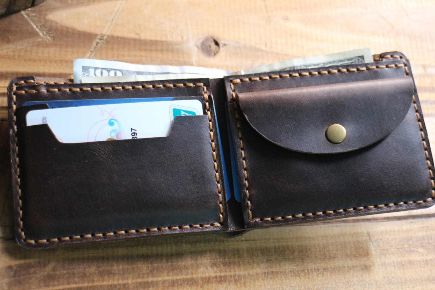 Bifold Leather Wallet for Men - Raw and Tough - Brown – Mender Leather ... Best men's leather wallet