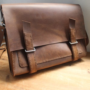 Sac messager en cuir, porte-documents en cuir, sac pour ordinateur portable, cartable, sac en cuir, fait main, cadeau.