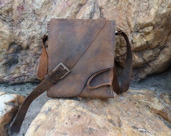 leather messenger bag,mens ,custom, laptop bag, tool bag,Crazy horse leather ,  waxed thread, handmade