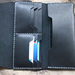 Cartera - Cartera de cuero para teléfono, funda protectora para teléfono móvil, tarjetero de cuero, juegos de postales, hecho a mano. imagen 3