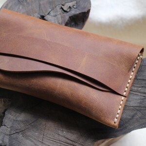 Handmade ,phone wallet, mobile phone protective cover, a simple brown  leather Slim  wallets, leather credit card, postcard sets .