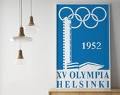 HELSINKI OLYMPICS 1952 Poster Print Mid Century Modern Denmark Scandinavian Alvar Aalto Architecture Expo Finland Finn Juhl Free Shipping