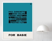 1958 FOR COUNT BASIE Poster Print Mid Century Modern Paul Quinichette Swiss Blue Note Typography John Coltrane Jazz Bauhaus Free Shipping