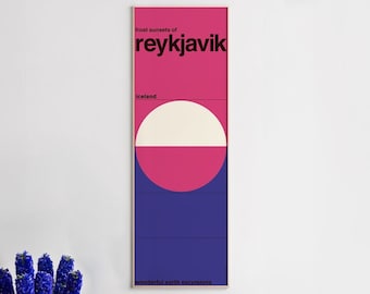 REYKJAVIK ICELAND SUNSET Poster Print Mid Century Modern Wim Crouwel Typography Swiss Helvetica Stedelijk Jan Tschichold Architecture