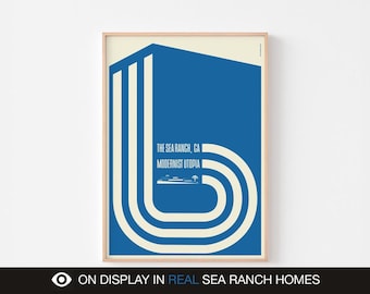 SEA RANCH California Poster Print Wall Art | Sonoma Coast Modernist Utopia | Big Sur Mid Century Architecture Fonts Surf