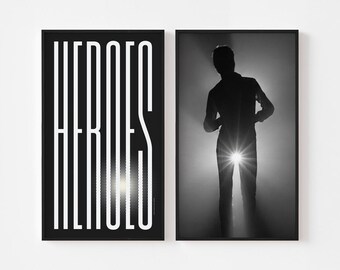 HEROES (1977) Typography Poster Print | Original Bold Modern Wall Art | Minimalist Berlin Kreuzberg Post Punk Passenger Bauhaus