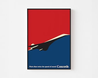 CONCORDE Poster Print Mid Century Modern Bauhaus Eames Tricolor Travel New York Paris London Mods Airplane British Obey Paul Rand Warhol