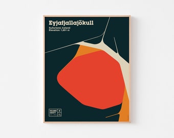 VOLCANIC SOCIETY : EYJAFJALLAJÖKULL Poster Print Iceland Volcano Pablo Palazuelo Mid Century Modern Fjord Juan Miro Mountain Reykjavik Norse