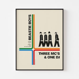 BEASTIE BOYS Poster Print | Three MCs One DJ | Modernist Bauhaus New York Knicks Subway Julian Opie Hip Hop J Dilla Armin Hofmann Gerd Arntz