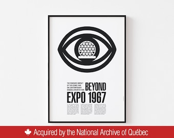Póster "Más allá de la Expo 67" / Cúpula Geodésica / Museo de Montreal, Canadá / Hábitat, Modernismo de mediados de siglo, Bauhaus, Eames / 20-40% de descuento + envío gratis
