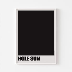 Pôster BLACK HOLE SUN para decoração de parede | Tipografia Pop Expression | Grunge Rock de Seattle