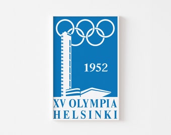 HELSINKI OLYMPICS 1952 Poster Print Mid Century Modern Denmark Scandinavian Alvar Aalto Architecture Expo Finland Finn Juhl + Free Shipping