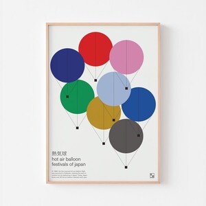Stampa di poster dei festival delle mongolfiere del Giappone / Ikko Tanaka Damien Hirst Mid Century Modern Yoshitomo Nara Learning 田中 一光 熱気球