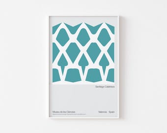 SANTIAGO CALATRAVA Cartel Impresión / Museo de las Ciencias de Valencia / Arquitectura Brutalista Modernista Bauhaus Ciudad de las Artes y de las Ciencias