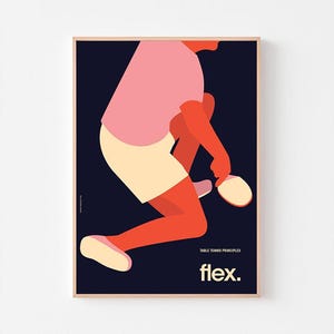 Ping Pong Poster Print | Principles of Table Tennis : FLEX | Mid Century Modern Illustration | Ma Long Herb Lubalin Typography