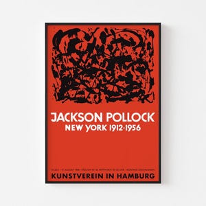 Impresión de póster de exposición de JACKSON POLLOCK 1958 / Diseño de arte moderno de mediados de siglo Mark Rothko Eduardo Chillida Josef Albers Brutalist Giacometti